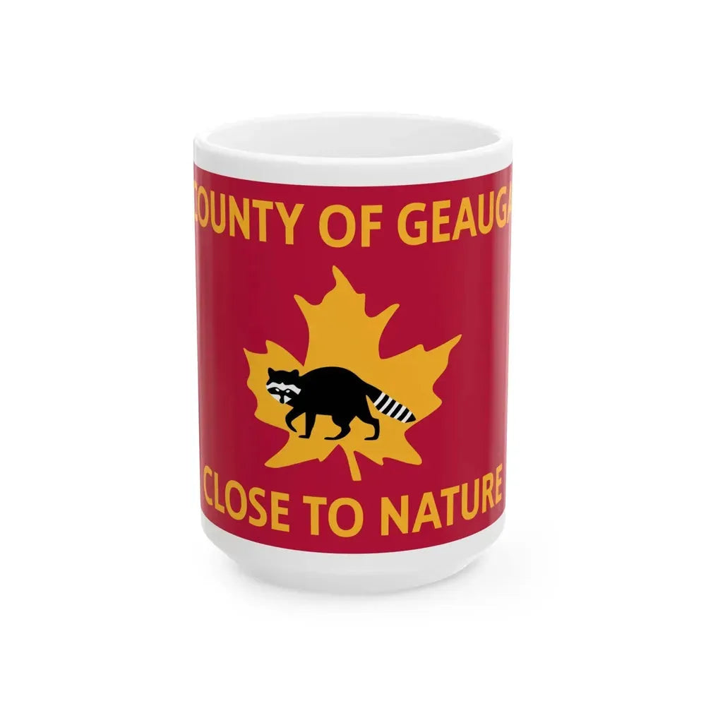 Flag of Geauga County Ohio 1978 (United States) White Coffee Mug 15oz - Go Mug Yourself