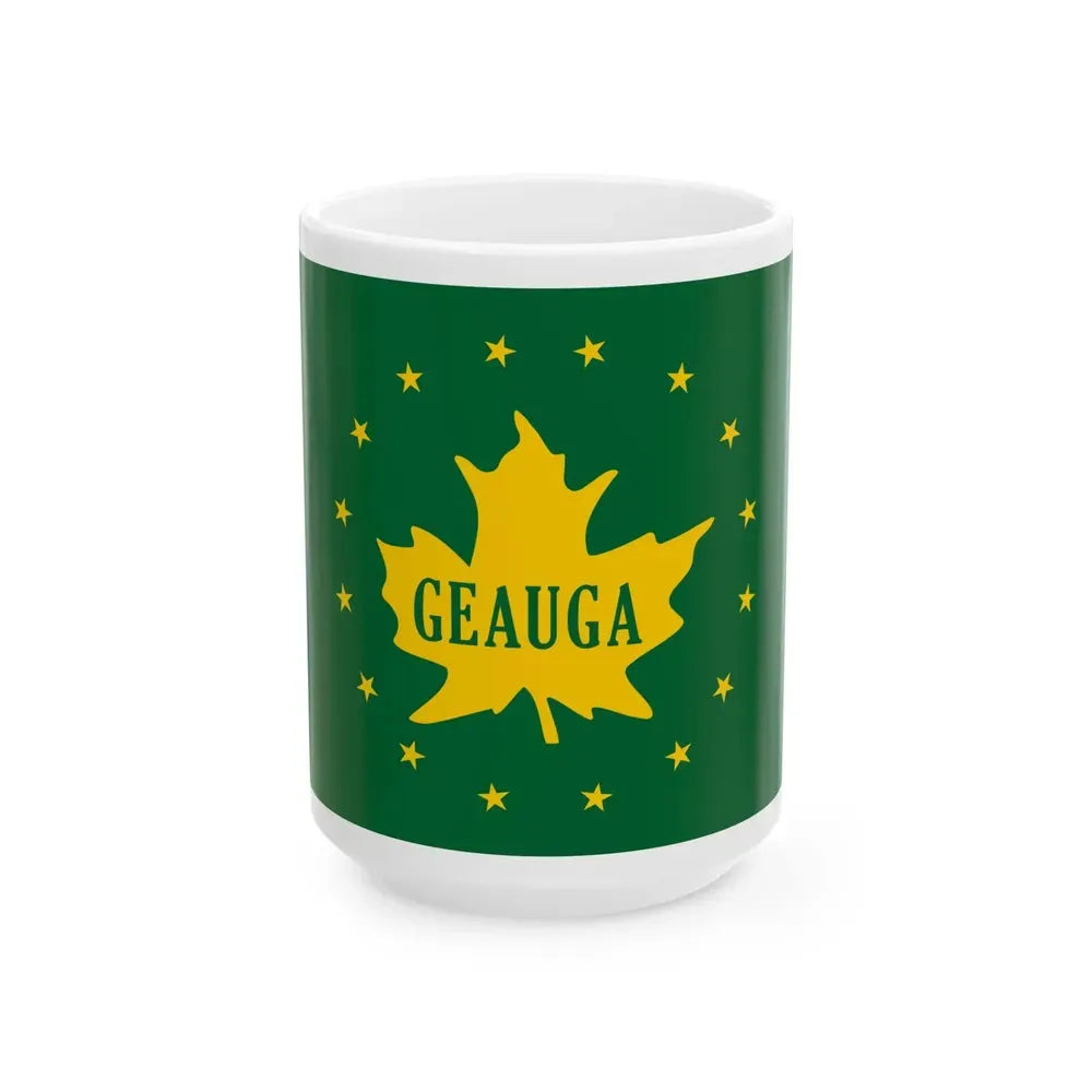 Flag of Geauga County Ohio (United States) White Coffee Mug 15oz - Go Mug Yourself