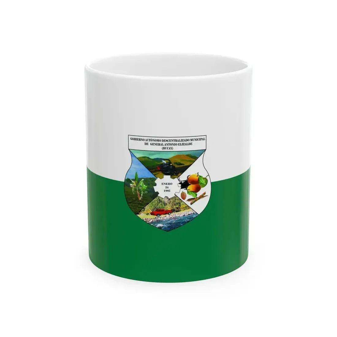 Flag of General Antonio Elizalde (Ecuador) White Coffee Mug 11oz - Go Mug Yourself