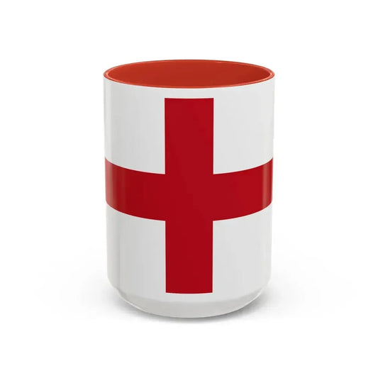 Flag of Genoa Italy - Accent Coffee Mug 15oz Red - Go Mug Yourself