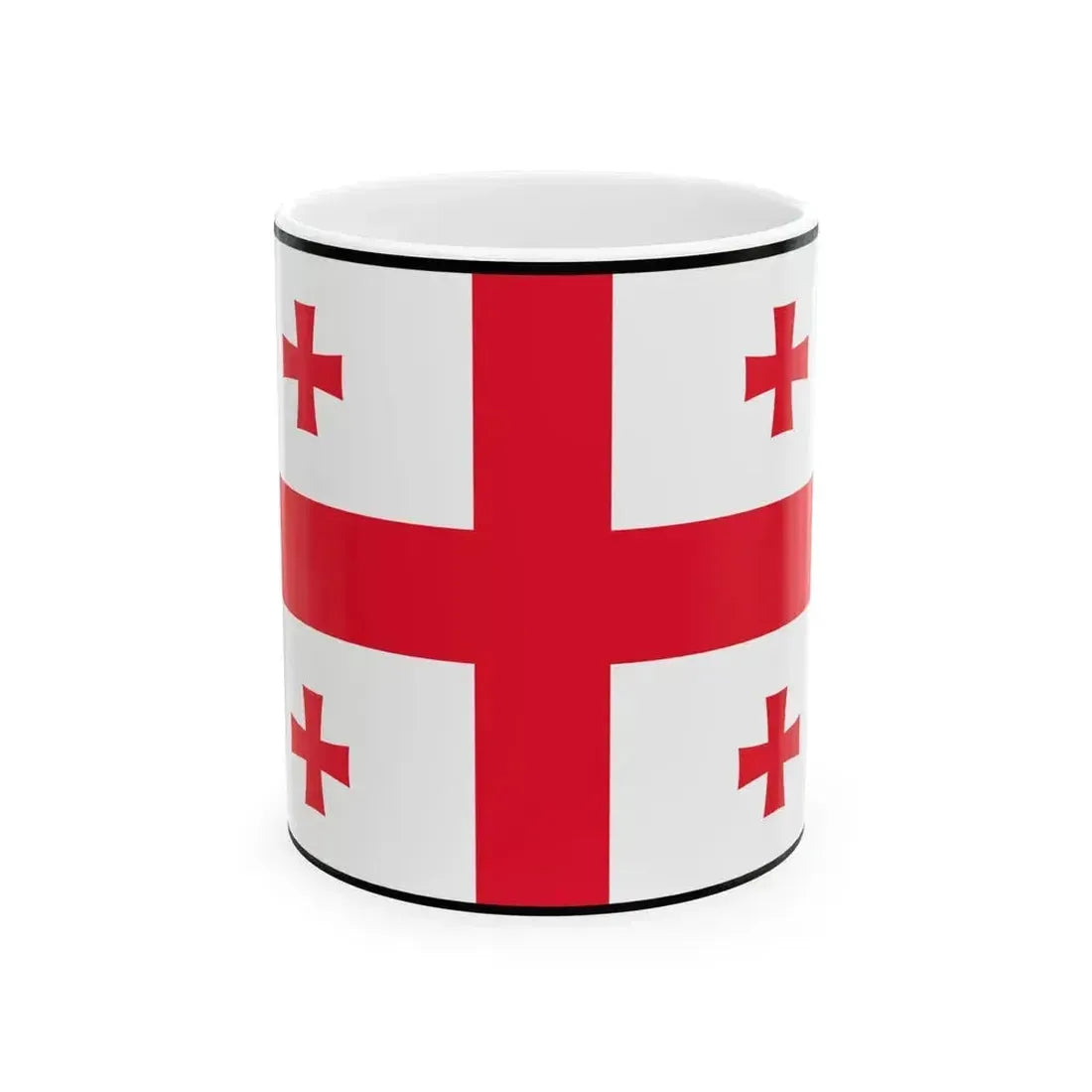 Flag of Georgia bordered (Georgia) White Coffee Mug 11oz - Go Mug Yourself