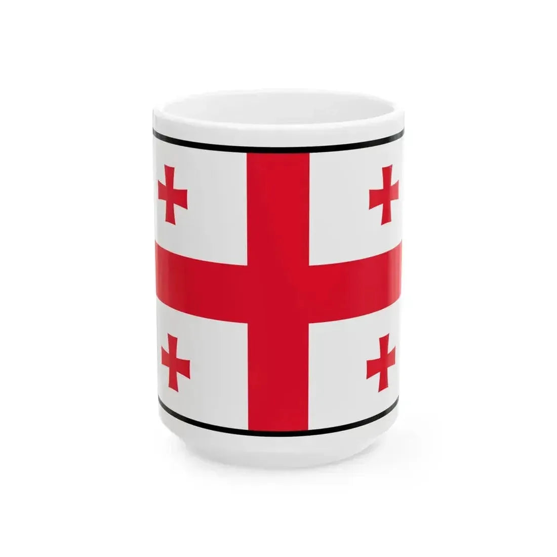 Flag of Georgia bordered (Georgia) White Coffee Mug 15oz - Go Mug Yourself