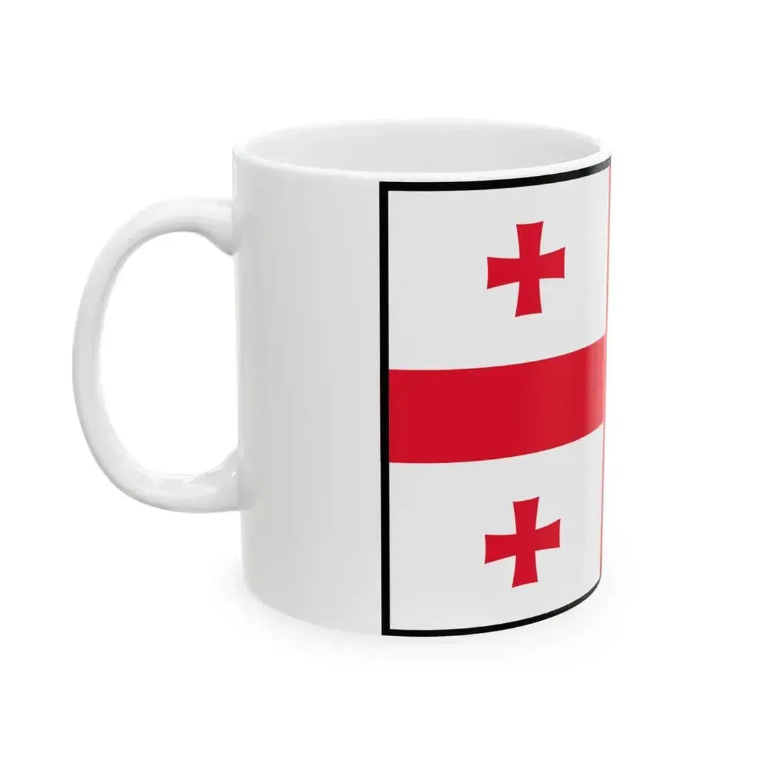 Flag of Georgia bordered (Georgia) White Coffee Mug - Go Mug Yourself