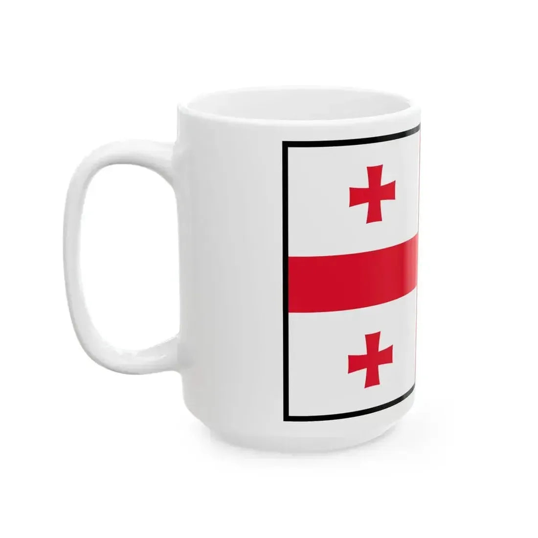 Flag of Georgia bordered (Georgia) White Coffee Mug - Go Mug Yourself