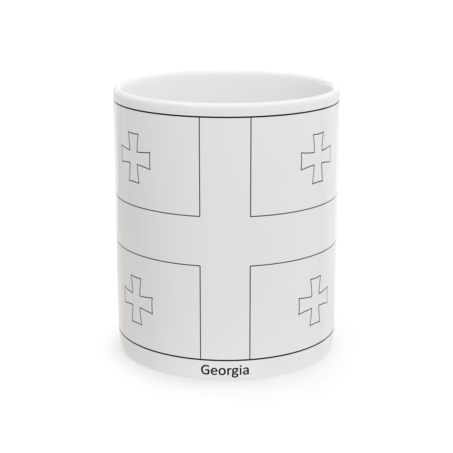 Flag of Georgia colouring page (Georgia) White Coffee Mug-11oz-Go Mug Yourself