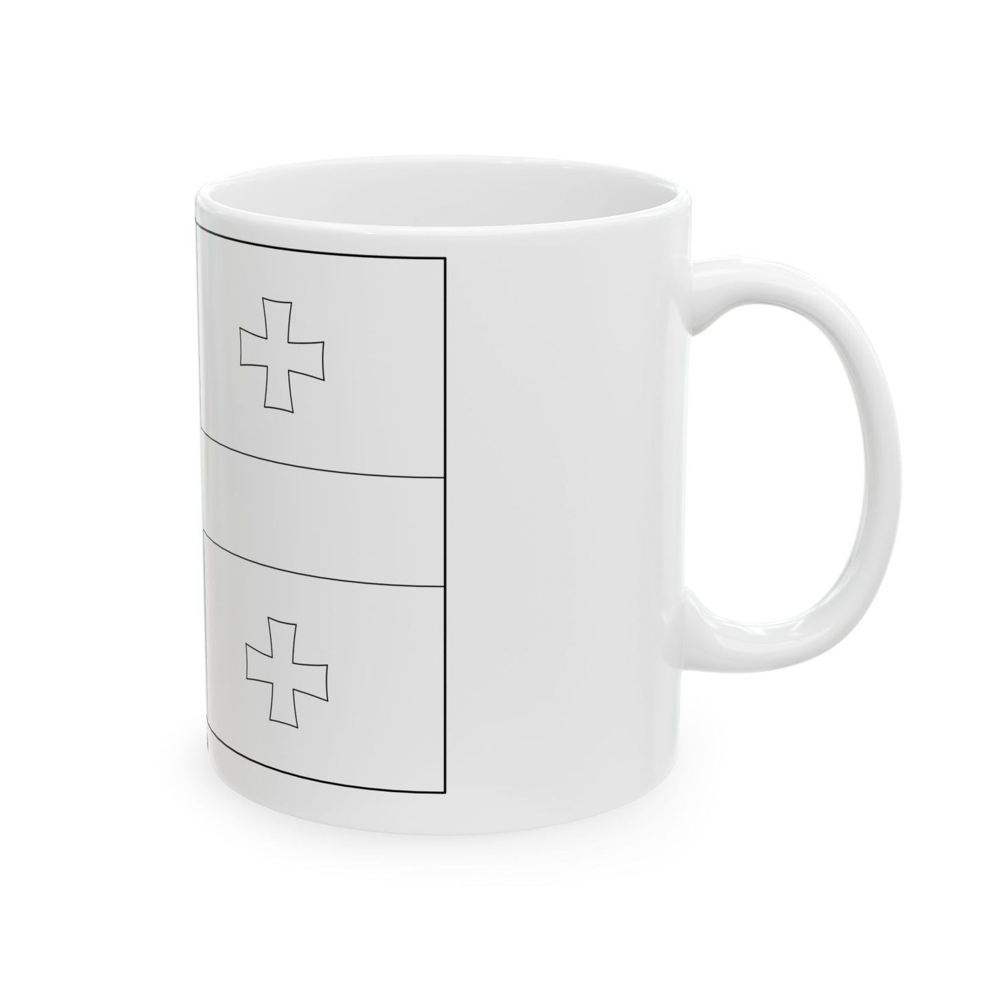 Flag of Georgia colouring page (Georgia) White Coffee Mug-Go Mug Yourself
