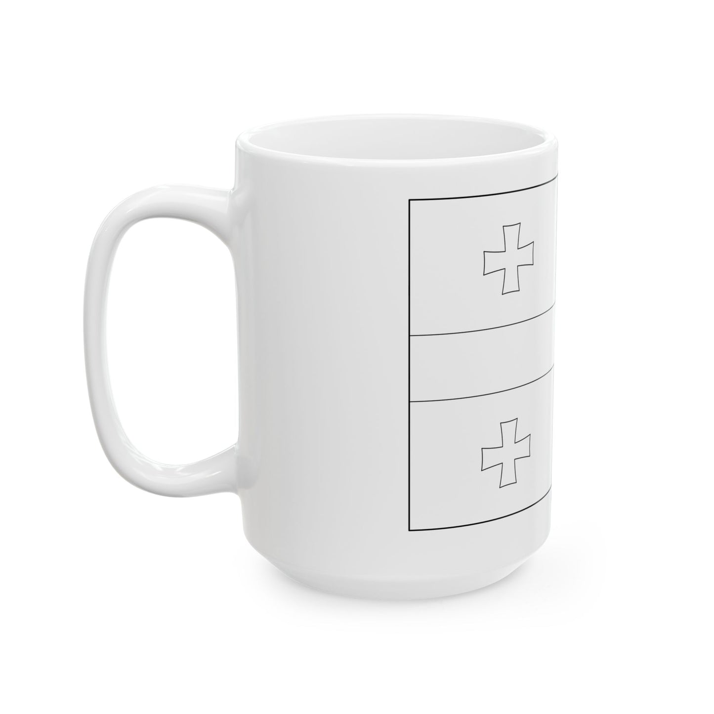 Flag of Georgia colouring page (Georgia) White Coffee Mug-Go Mug Yourself