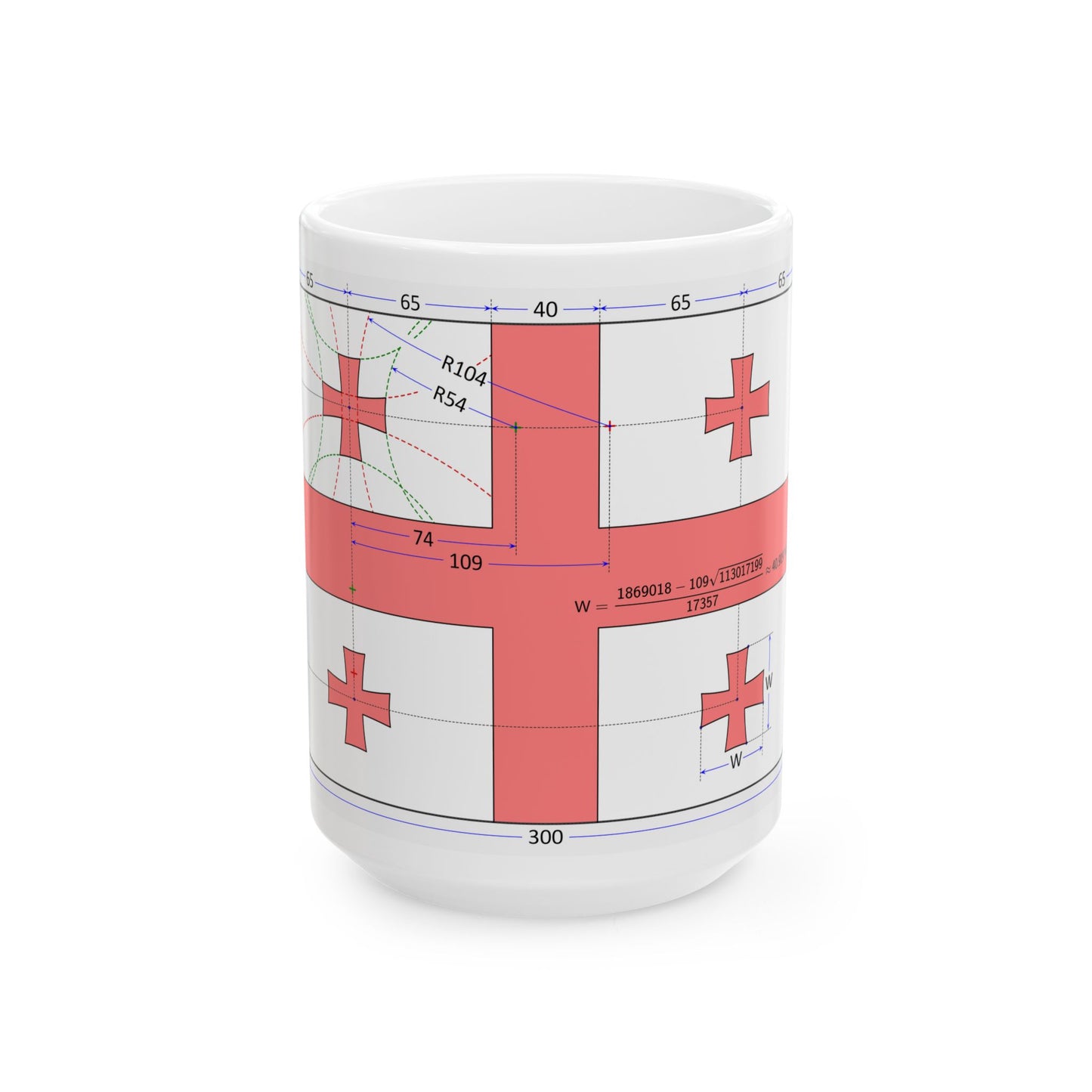 Flag of Georgia construction sheet (Georgia) White Coffee Mug-15oz-Go Mug Yourself