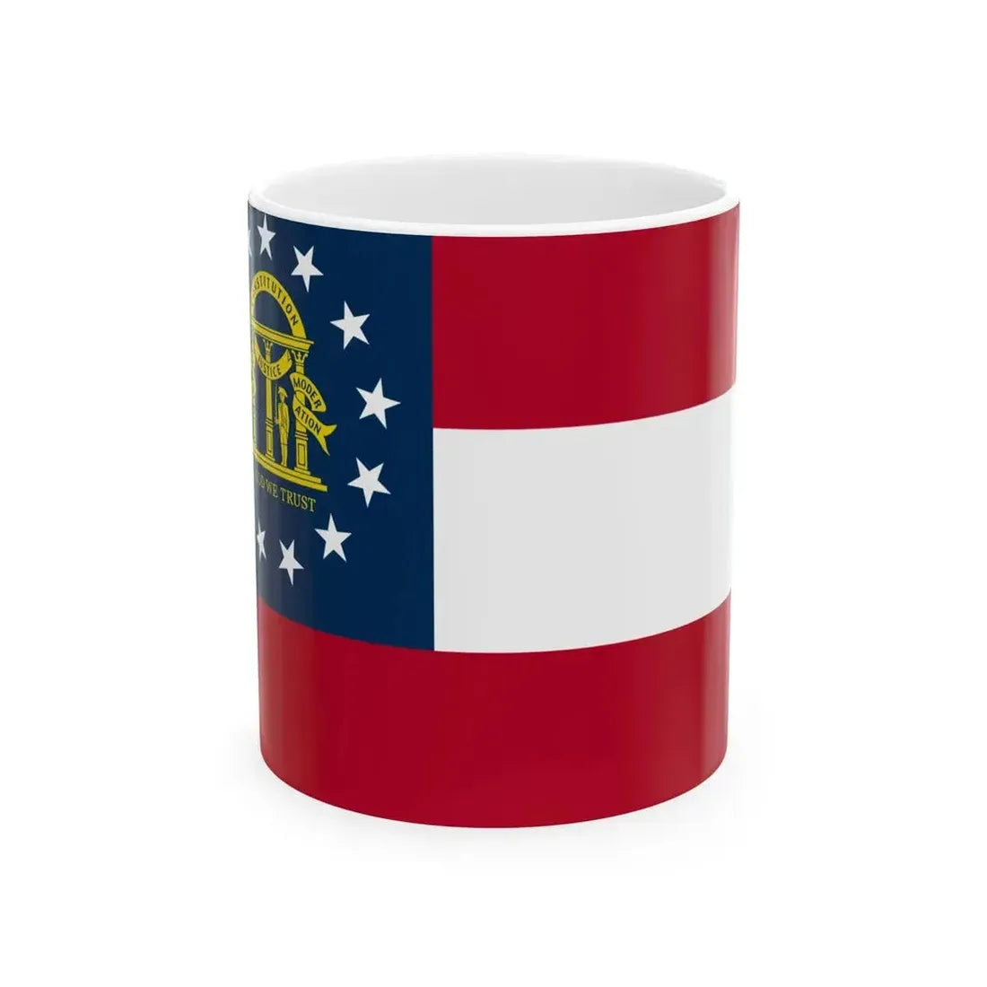 Flag of Georgia U.S. state 3-2 (United States) White Coffee Mug 11oz - Go Mug Yourself