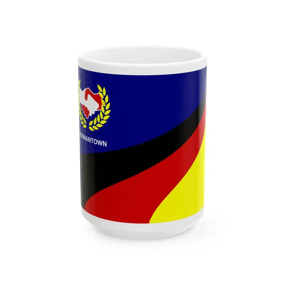 Flag of Germantown Ohio (United States) White Coffee Mug 15oz - Go Mug Yourself