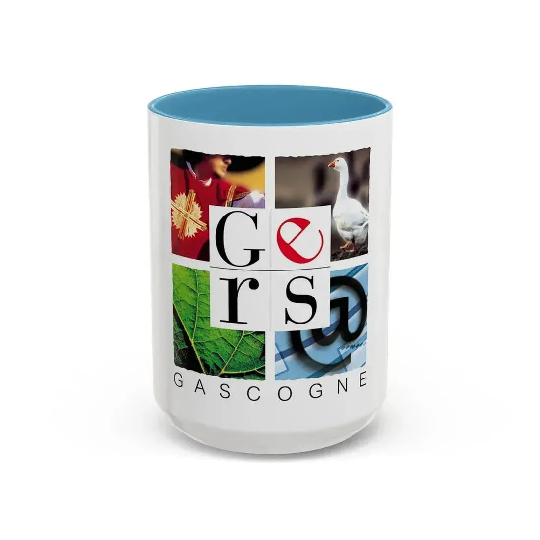 Flag of Gers France - Accent Coffee Mug 15oz Light Blue - Go Mug Yourself