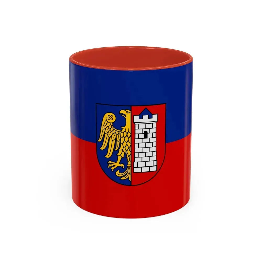 Flag of Gliwice Poland - Accent Coffee Mug 11oz Red - Go Mug Yourself