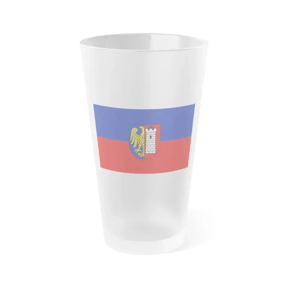 Flag of Gliwice Poland - Frosted Pint Glass 16oz 16oz Frosted - Go Mug Yourself