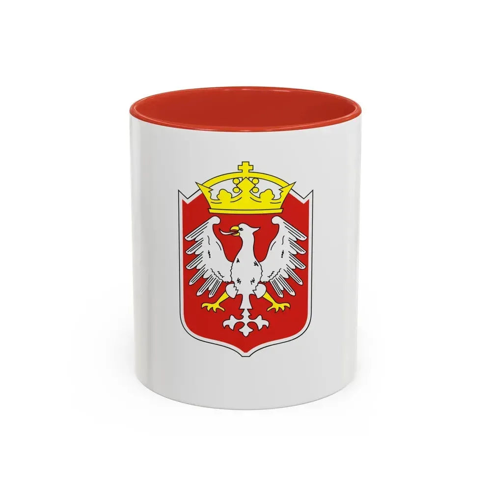 Flag of Gniezno Poland - Accent Coffee Mug 11oz Red - Go Mug Yourself