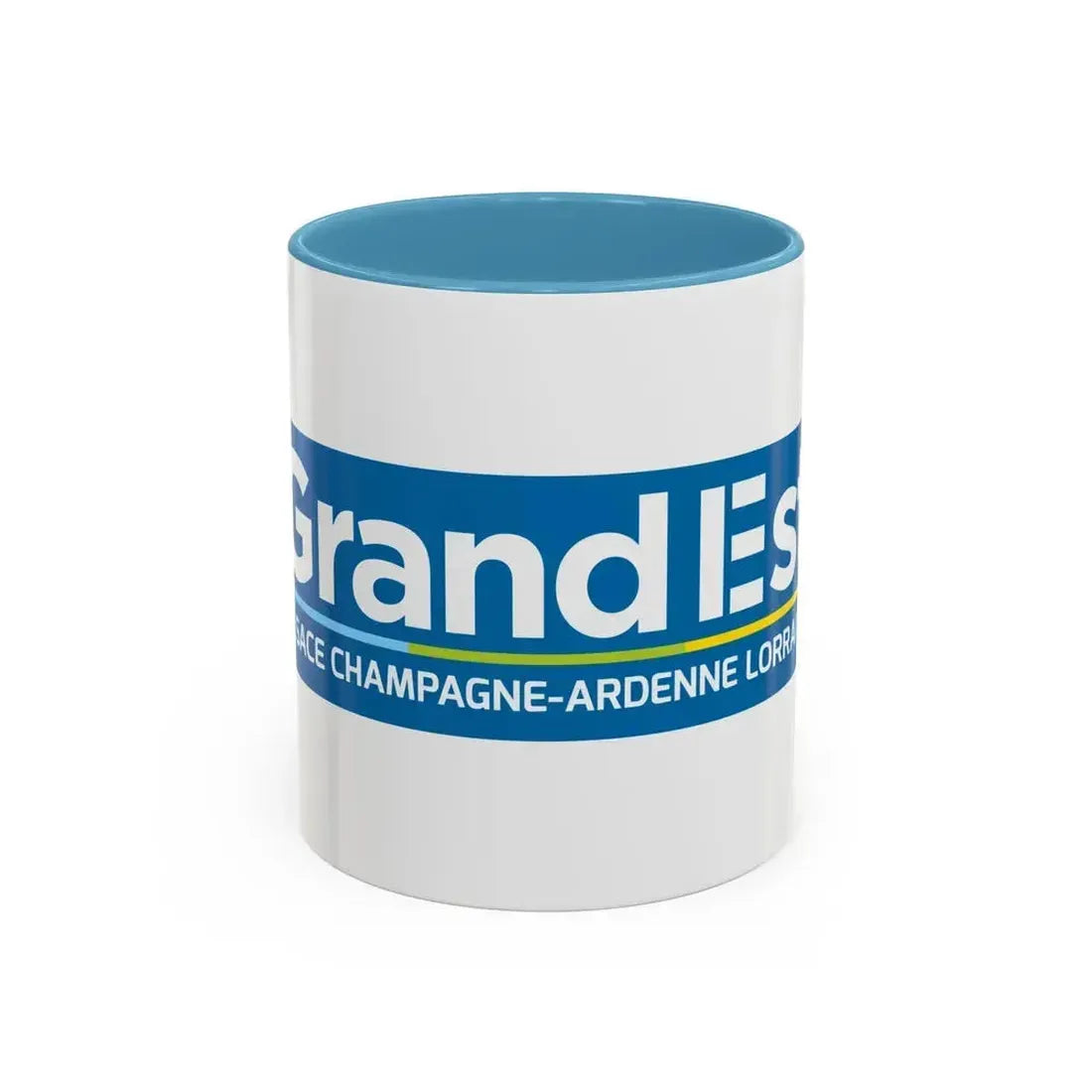 Flag of Grand Est France - Accent Coffee Mug 11oz Light Blue - Go Mug Yourself