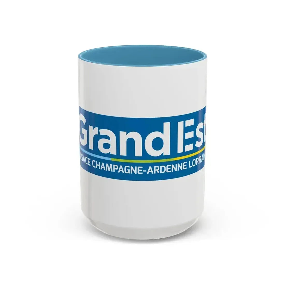 Flag of Grand Est France - Accent Coffee Mug 15oz Light Blue - Go Mug Yourself