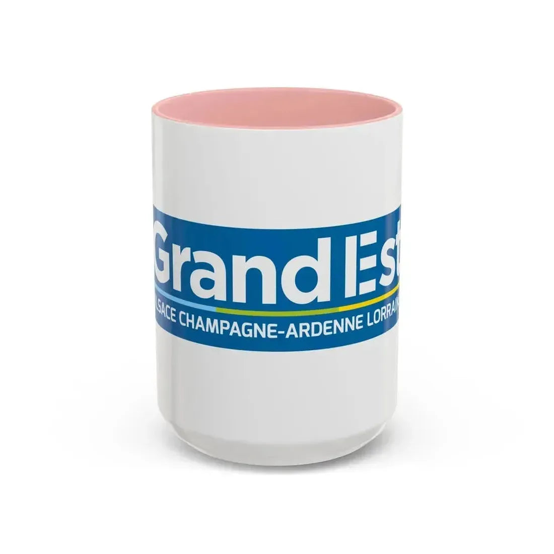 Flag of Grand Est France - Accent Coffee Mug 15oz Pink - Go Mug Yourself