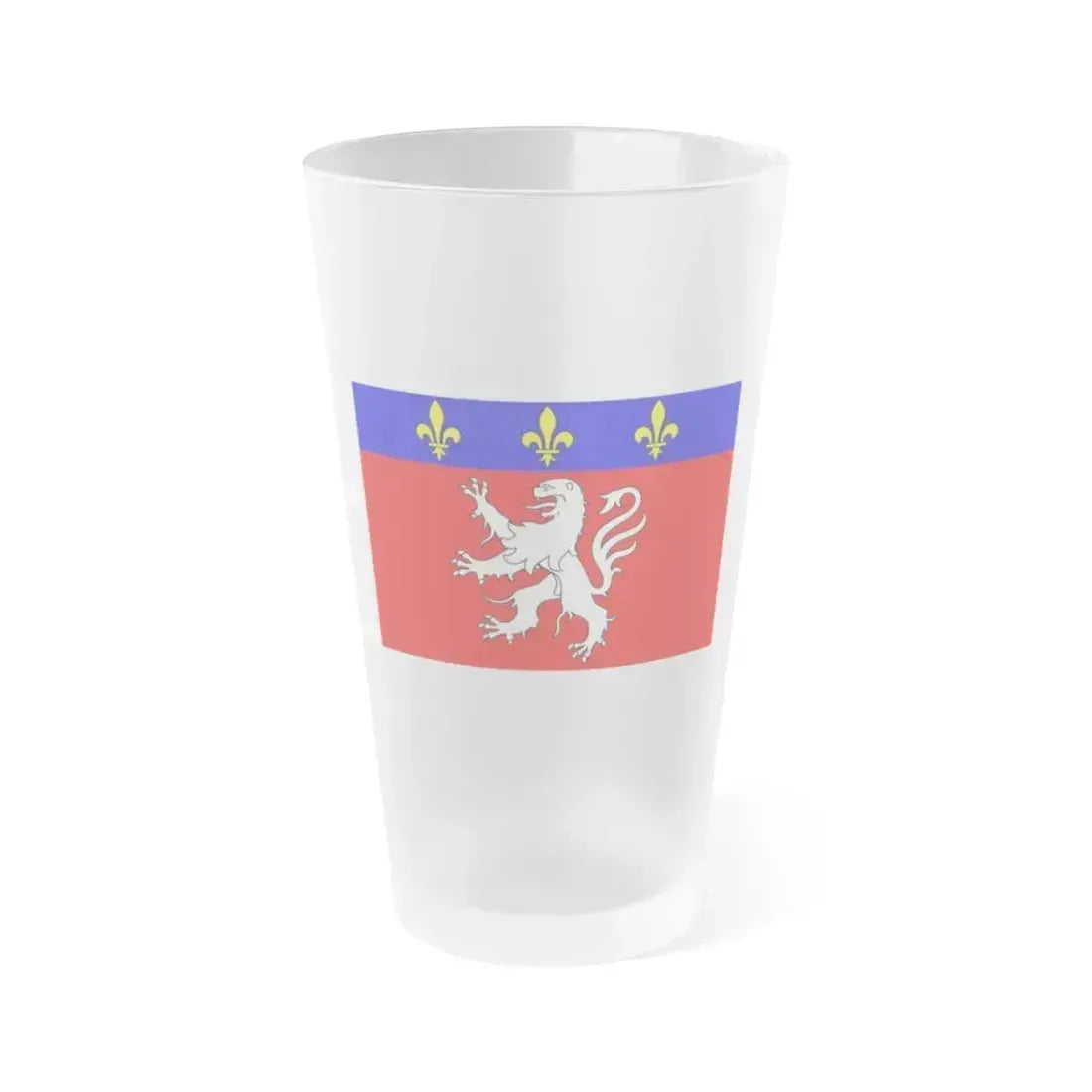 Flag of Grand Lyon France 2 - Frosted Pint Glass 16oz 16oz Frosted - Go Mug Yourself