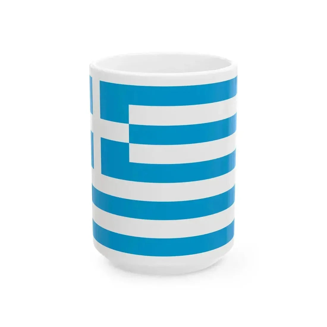 Flag of Greece light colors (Greece) White Coffee Mug 15oz - Go Mug Yourself
