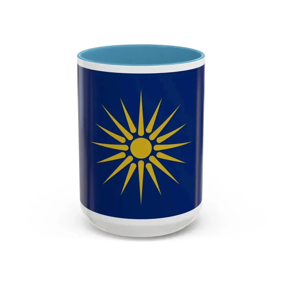 Flag of Greek Macedonia Greece - Accent Coffee Mug 15oz Light Blue - Go Mug Yourself