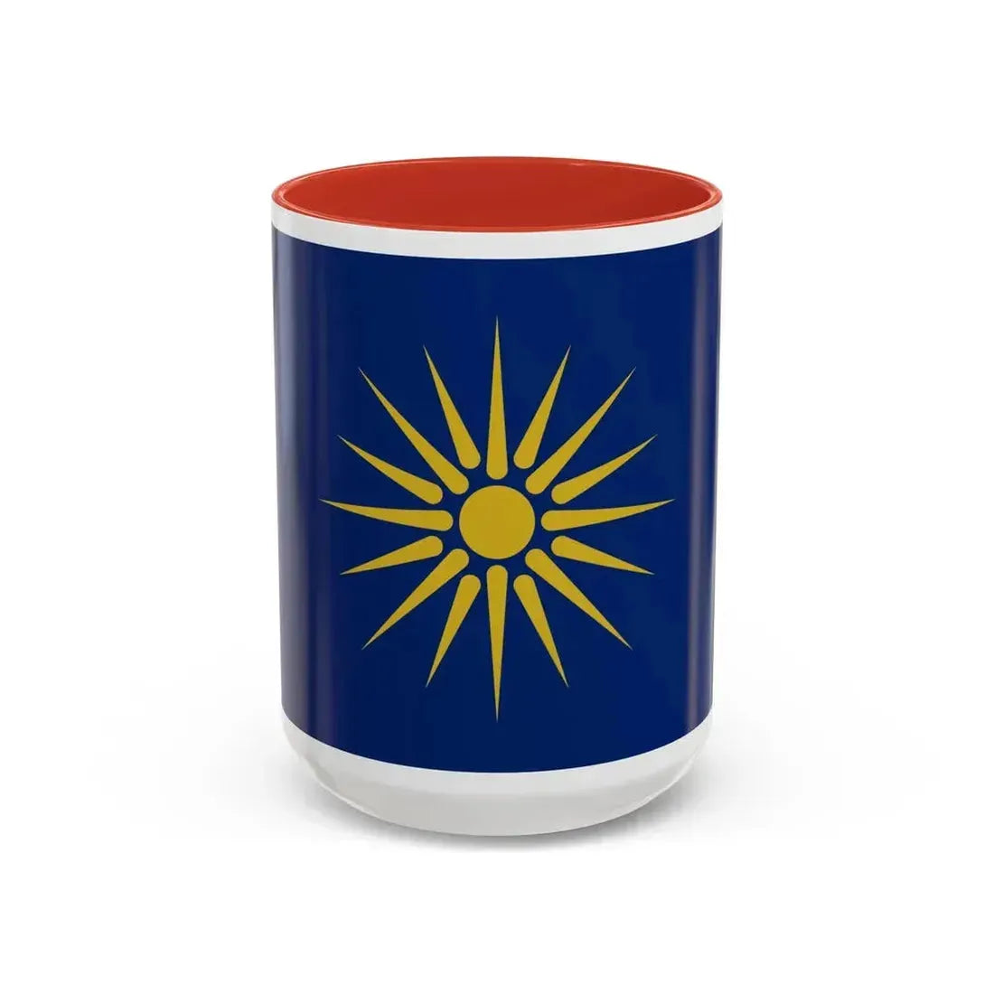 Flag of Greek Macedonia Greece - Accent Coffee Mug 15oz Red - Go Mug Yourself