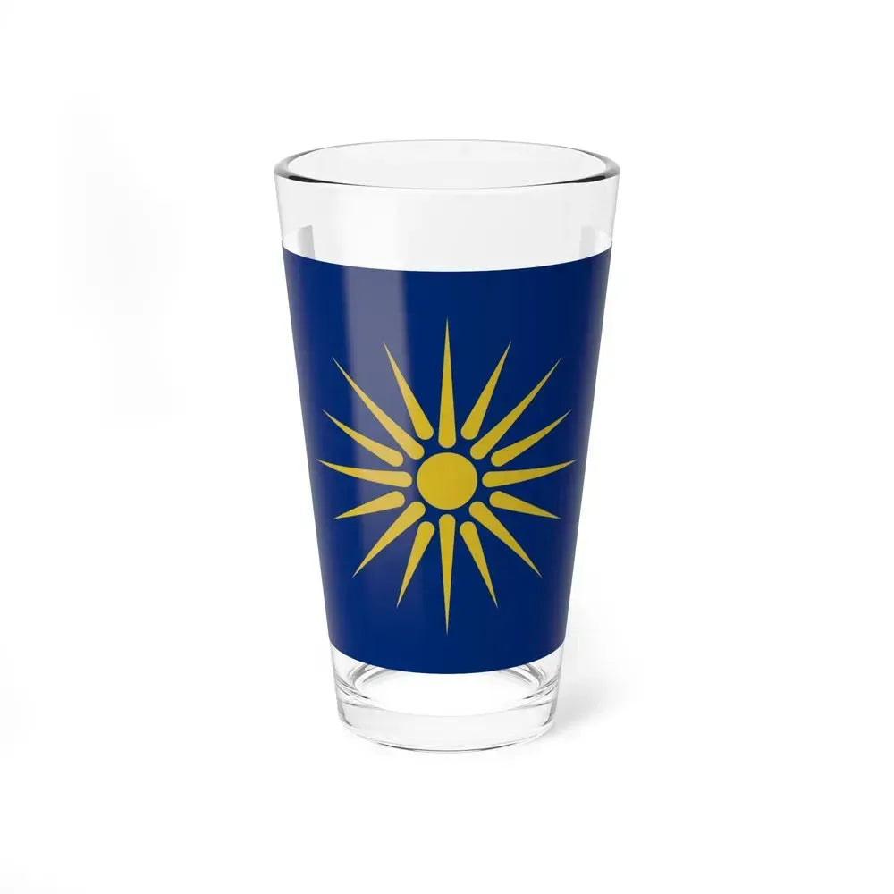 Flag of Greek Macedonia Greece - Pint Glass 16oz 16oz - Go Mug Yourself