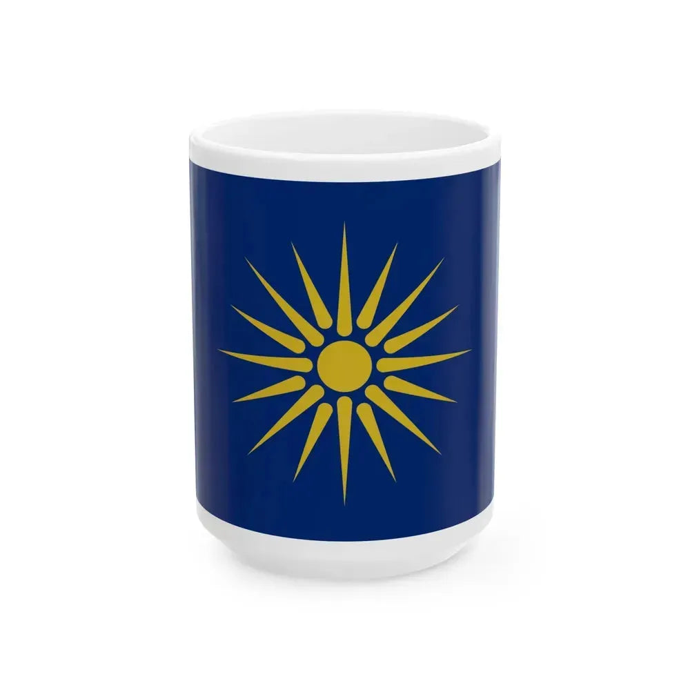 Flag of Greek Macedonia Greece - White Coffee Mug 15oz - Go Mug Yourself