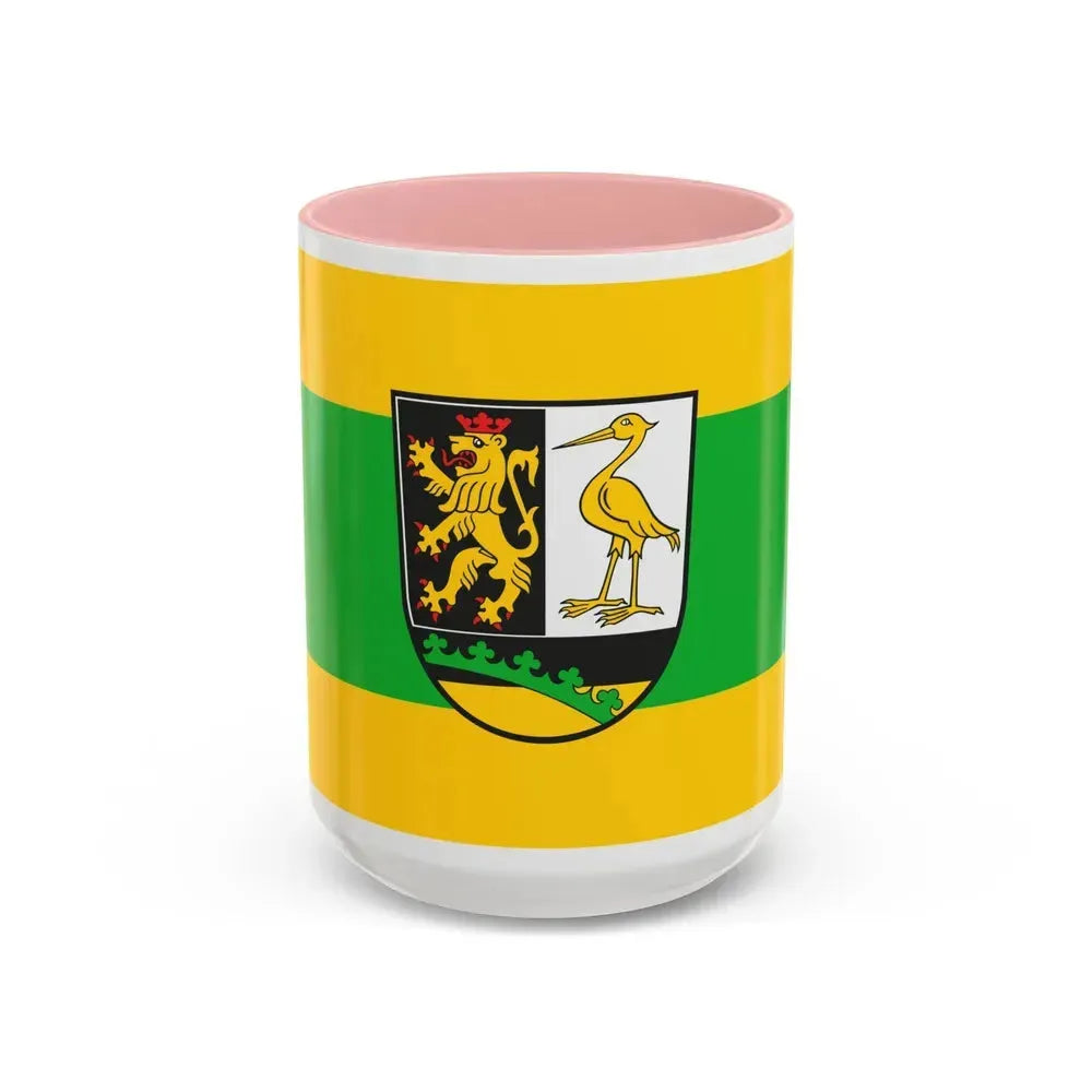 Flag of Greiz Germany - Accent Coffee Mug 15oz Pink - Go Mug Yourself