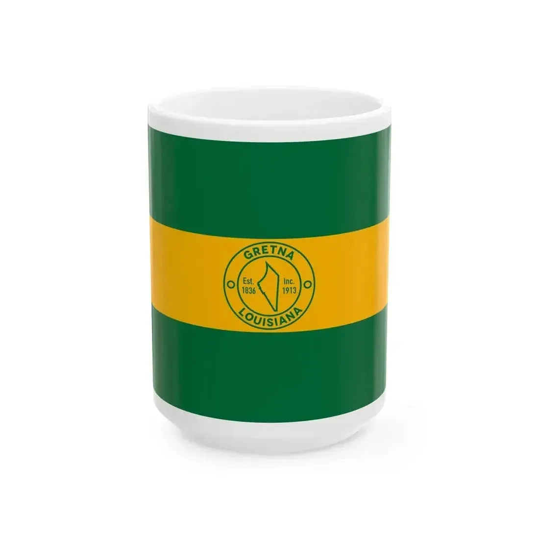 Flag of Gretna Louisiana (United States) White Coffee Mug 15oz - Go Mug Yourself