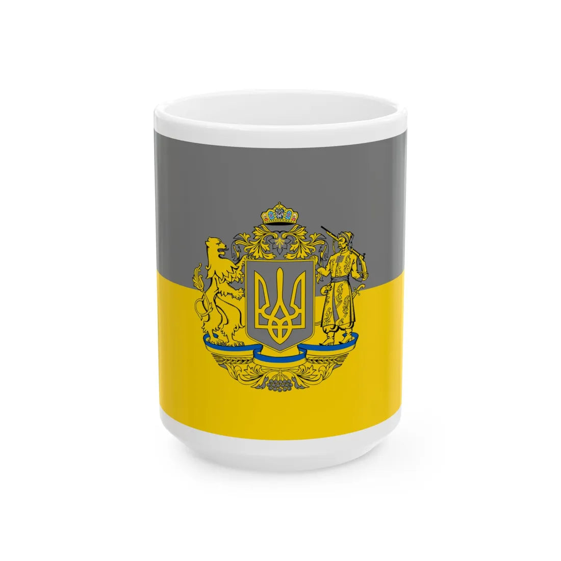 Flag of Grey Ukraine 2 (Ukraine) White Coffee Mug 15oz - Go Mug Yourself