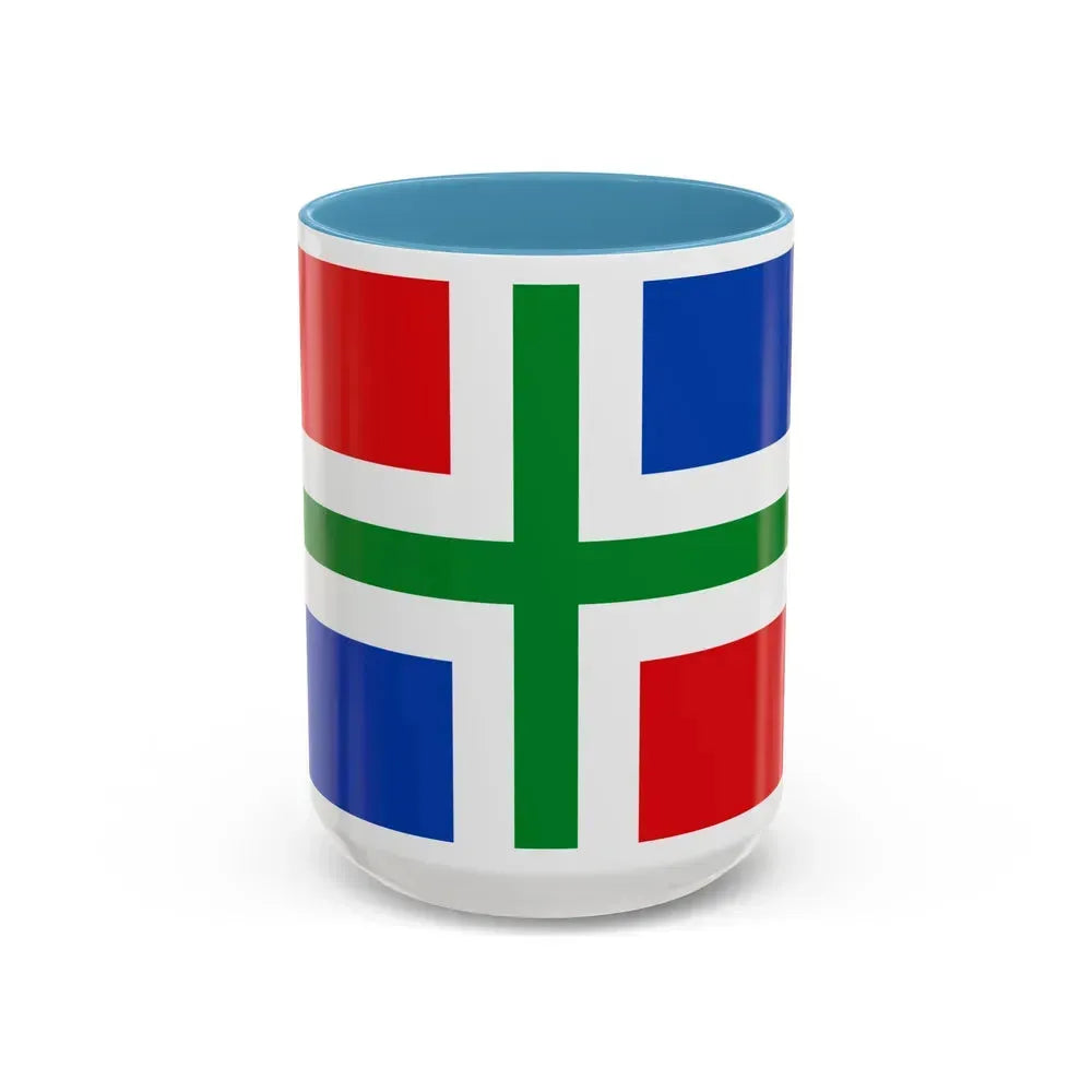 Flag of Groningen Netherlands - Accent Coffee Mug 15oz Light Blue - Go Mug Yourself