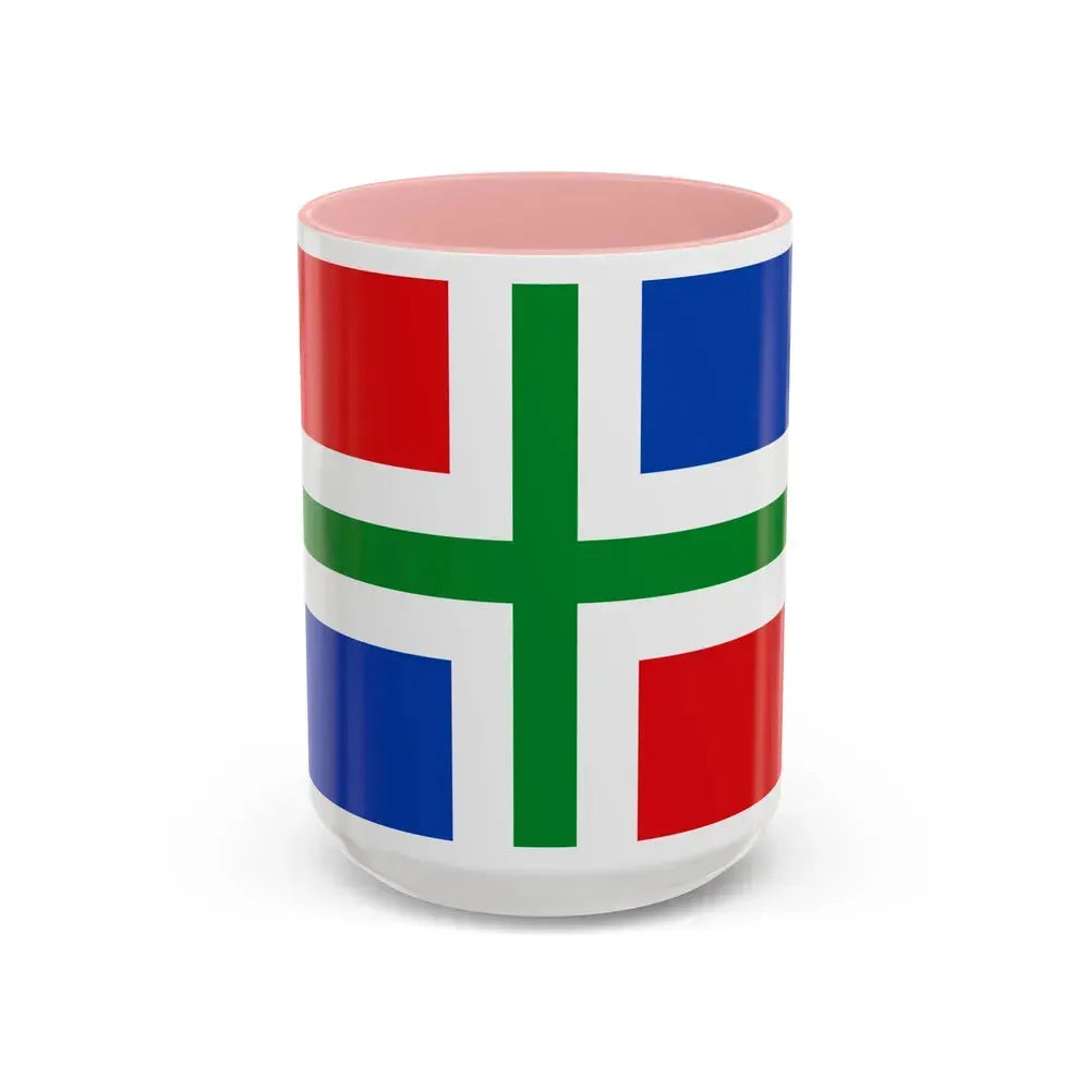 Flag of Groningen Netherlands - Accent Coffee Mug 15oz Pink - Go Mug Yourself