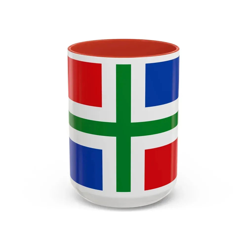 Flag of Groningen Netherlands - Accent Coffee Mug 15oz Red - Go Mug Yourself