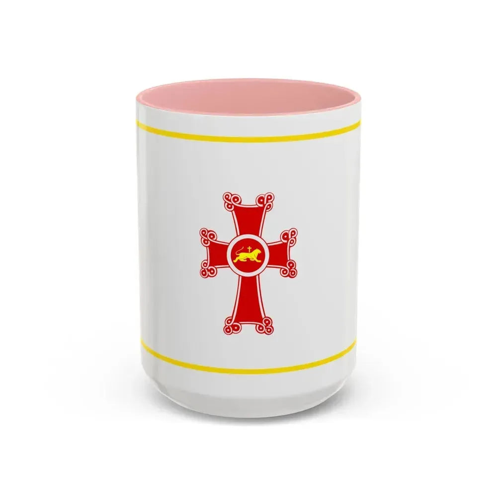Flag of Gyumri Armenia - Accent Coffee Mug 15oz Pink - Go Mug Yourself