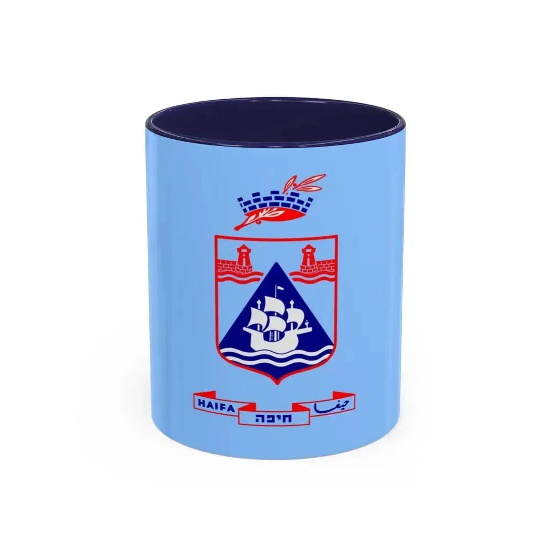 Flag of Haifa Israel - Accent Coffee Mug 11oz Navy - Go Mug Yourself