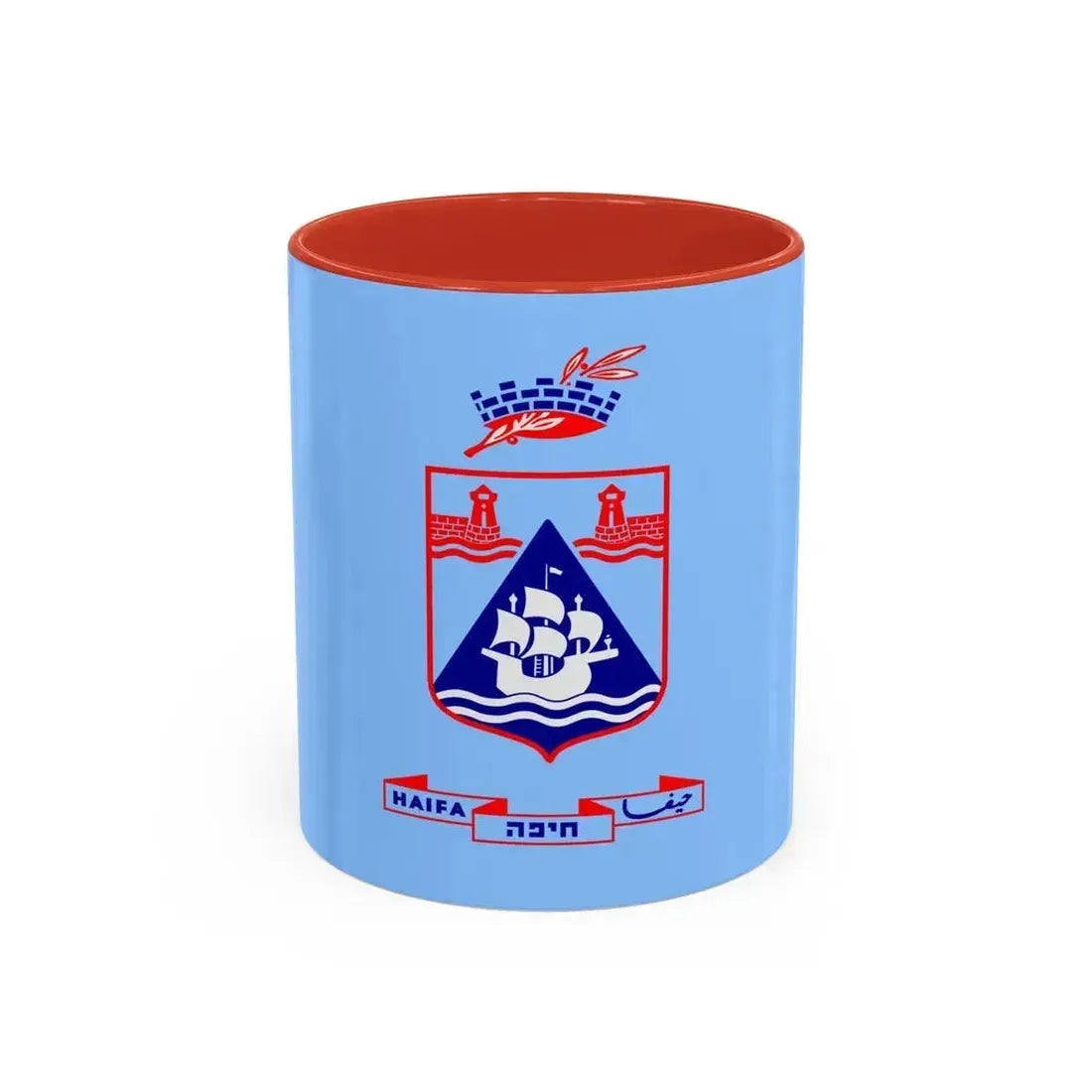 Flag of Haifa Israel - Accent Coffee Mug 11oz Red - Go Mug Yourself