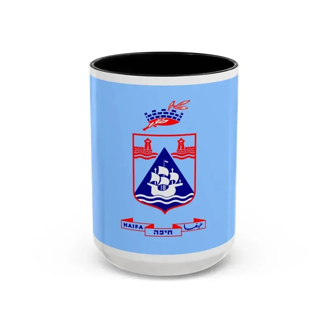 Flag of Haifa Israel - Accent Coffee Mug 15oz Black - Go Mug Yourself
