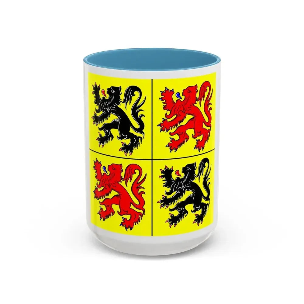 Flag of Hainaut Belgium - Accent Coffee Mug 15oz Light Blue - Go Mug Yourself