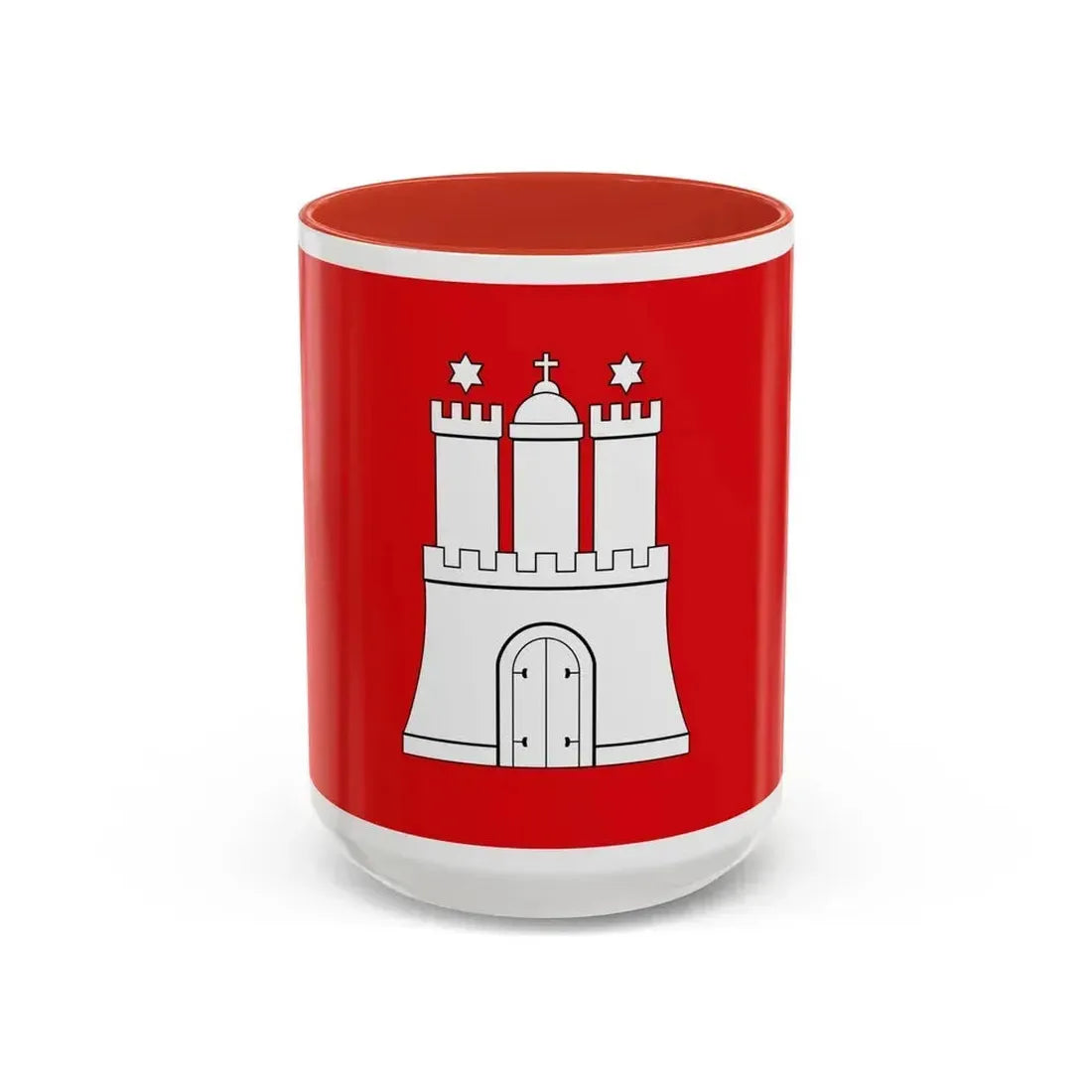 Flag of Hamburg Germany - Accent Coffee Mug 15oz Red - Go Mug Yourself