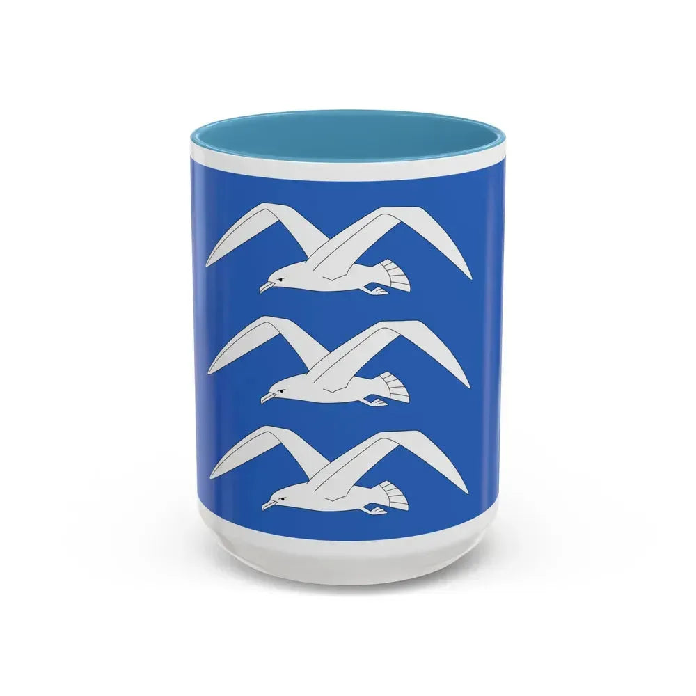 Flag of Haugesund Rogaland Norway - Accent Coffee Mug 15oz Light Blue - Go Mug Yourself