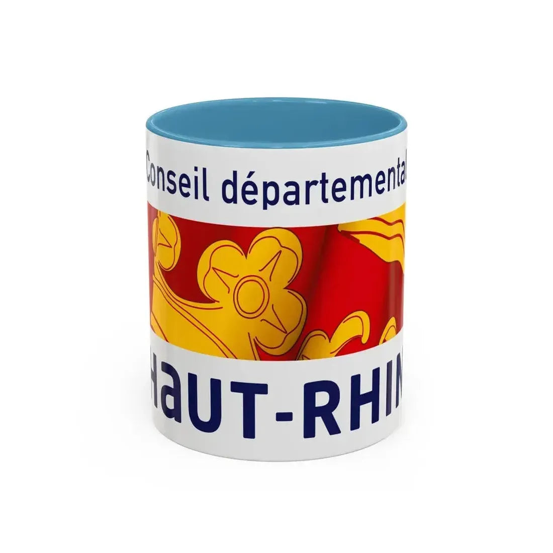 Flag of Haut Rhin France - Accent Coffee Mug 11oz Light Blue - Go Mug Yourself
