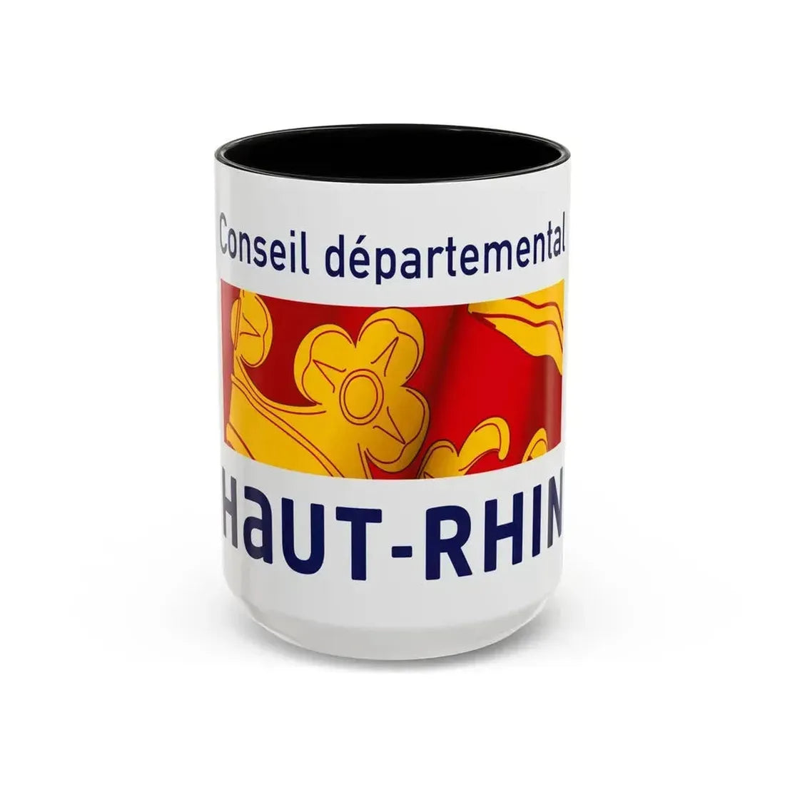 Flag of Haut Rhin France - Accent Coffee Mug 15oz Black - Go Mug Yourself