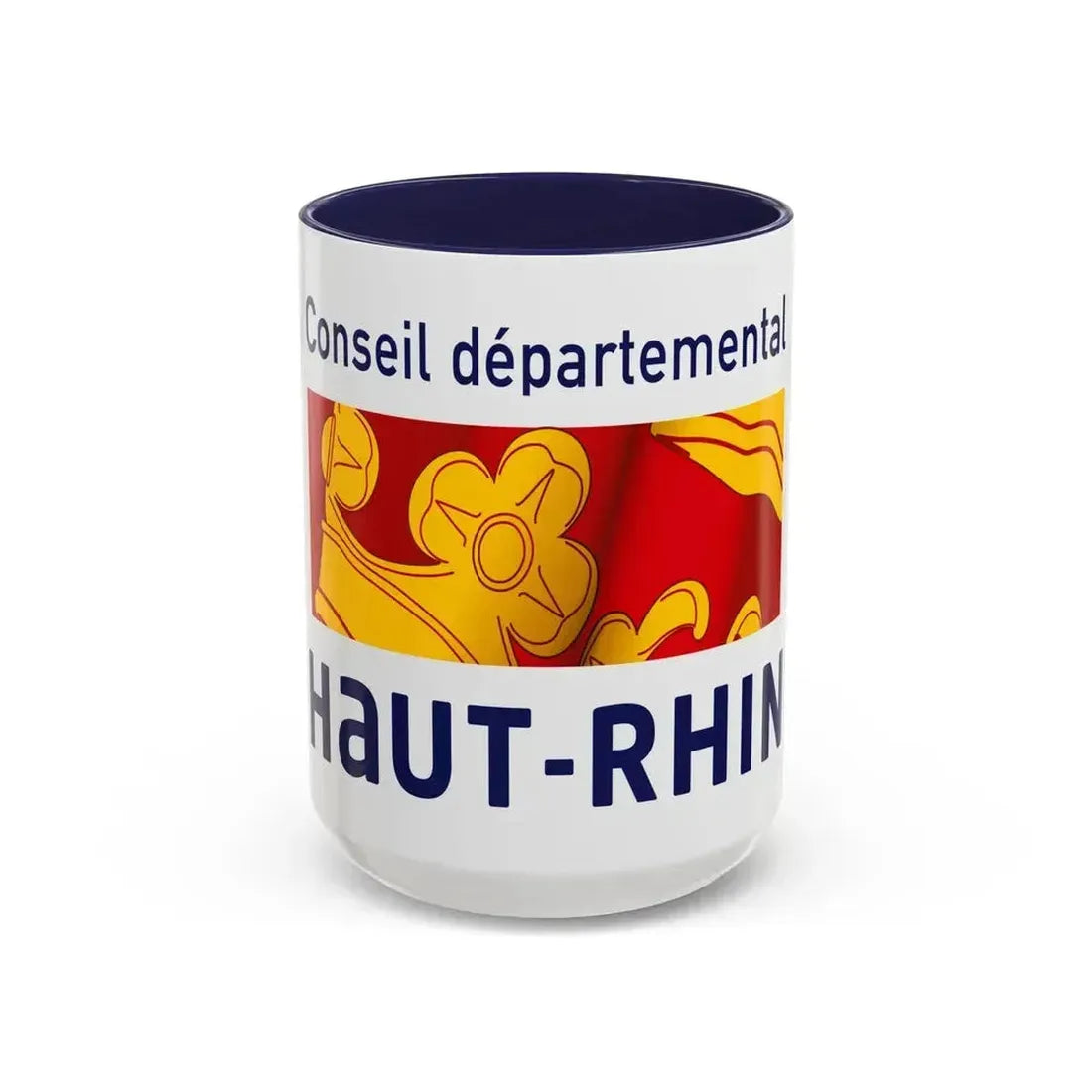 Flag of Haut Rhin France - Accent Coffee Mug 15oz Navy - Go Mug Yourself