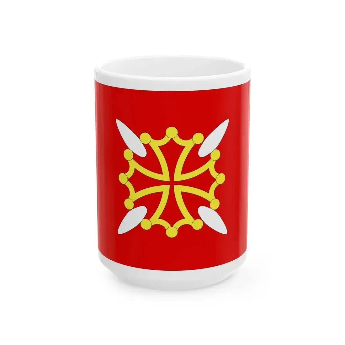 Flag of Haute Garonne France 2 - White Coffee Mug 15oz - Go Mug Yourself
