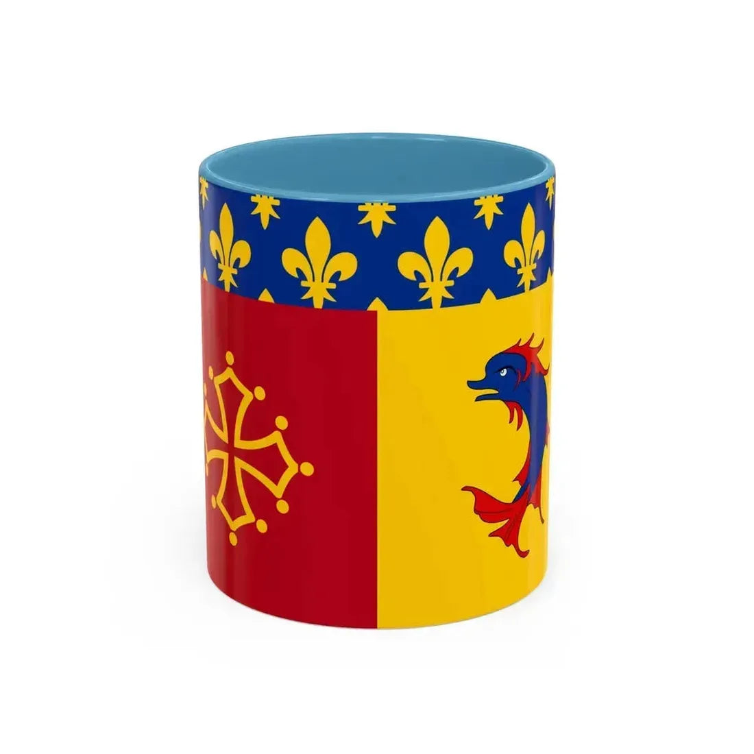 Flag of Hautes Alpes France - Accent Coffee Mug 11oz Light Blue - Go Mug Yourself