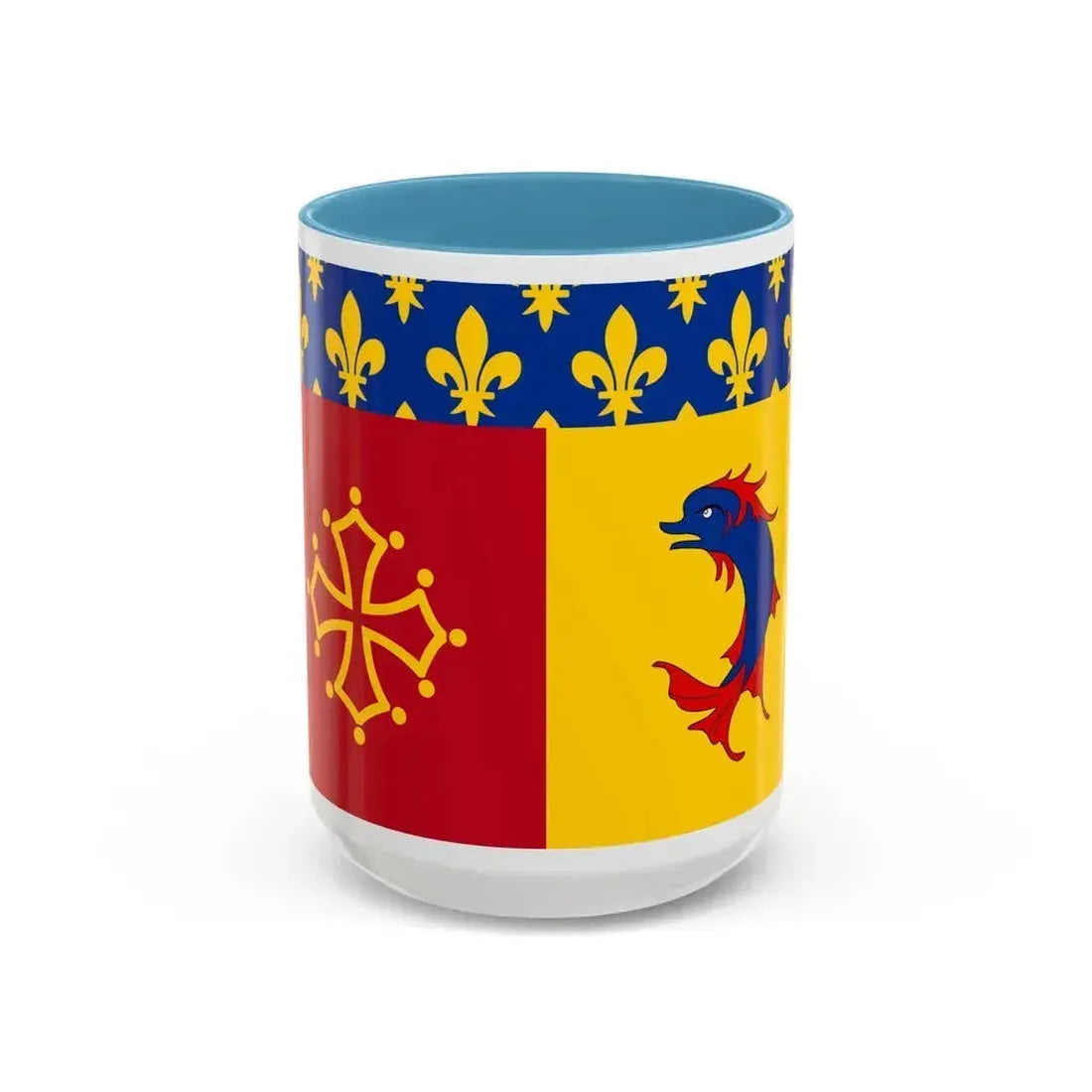 Flag of Hautes Alpes France - Accent Coffee Mug 15oz Light Blue - Go Mug Yourself