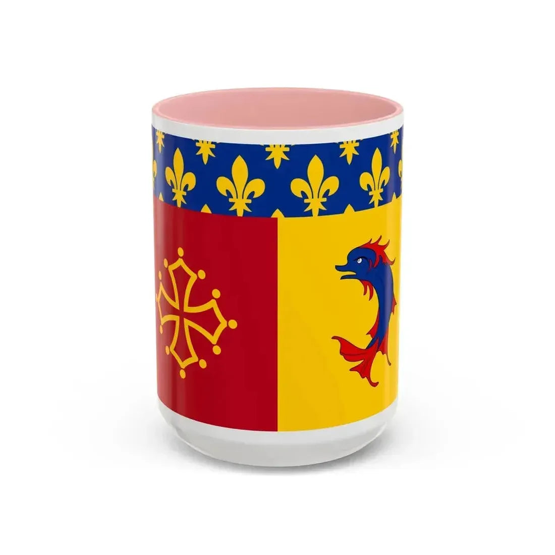 Flag of Hautes Alpes France - Accent Coffee Mug 15oz Pink - Go Mug Yourself