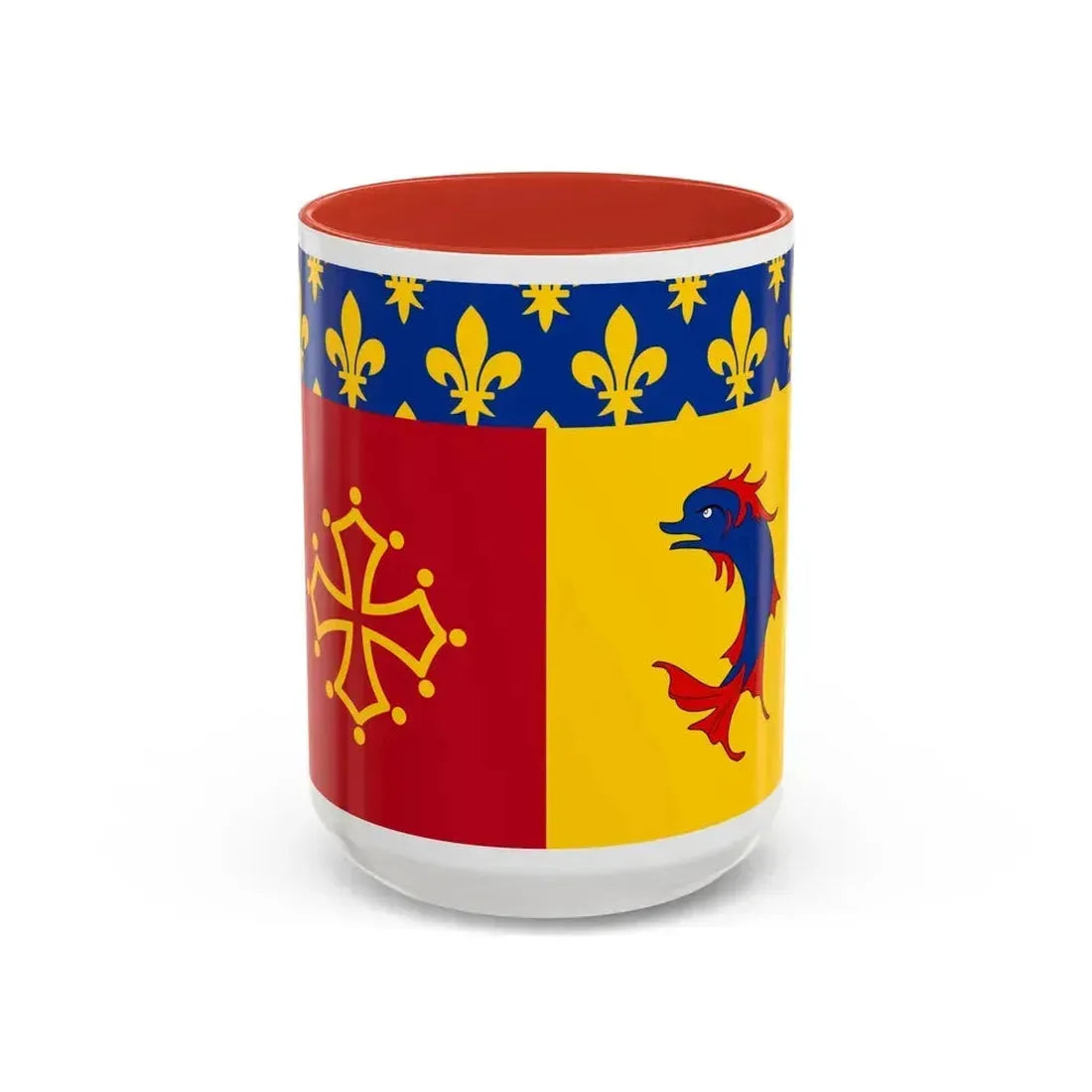 Flag of Hautes Alpes France - Accent Coffee Mug 15oz Red - Go Mug Yourself