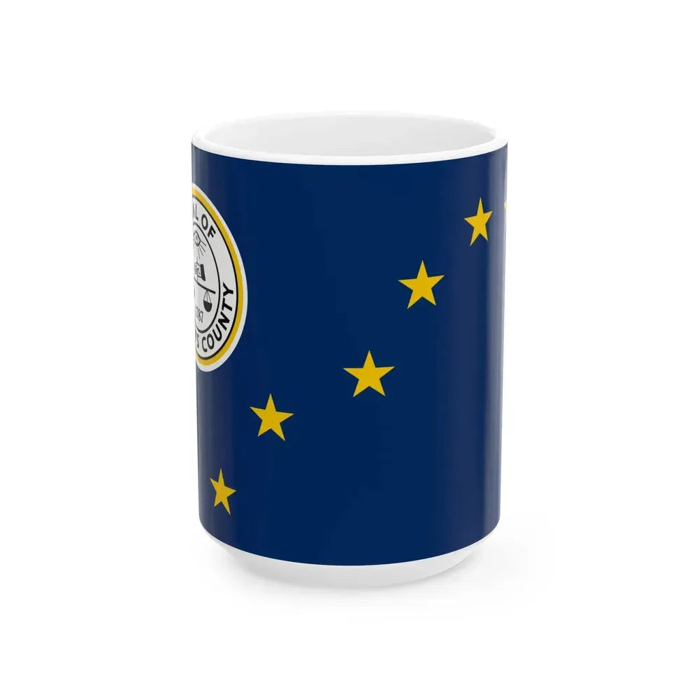 Flag of Hawkins County Tennessee (United States) White Coffee Mug 15oz - Go Mug Yourself