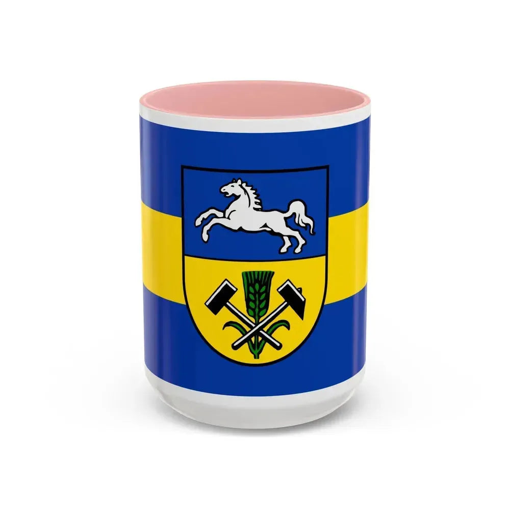 Flag of Helmstedt Germany - Accent Coffee Mug 15oz Pink - Go Mug Yourself